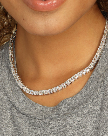The Queen's Tennis Necklace 5mm - Silver|White Diamondettes