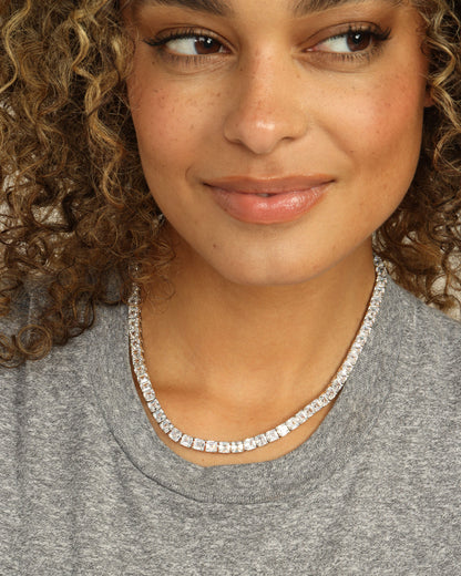 The Queen's Tennis Necklace 5mm - Silver|White Diamondettes