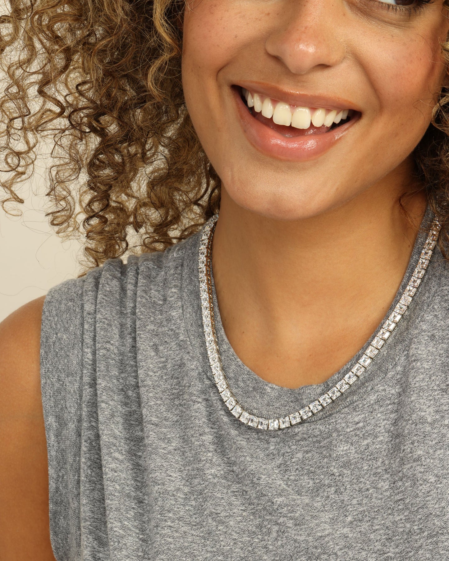 The Queen's Tennis Necklace 5mm - Silver|White Diamondettes