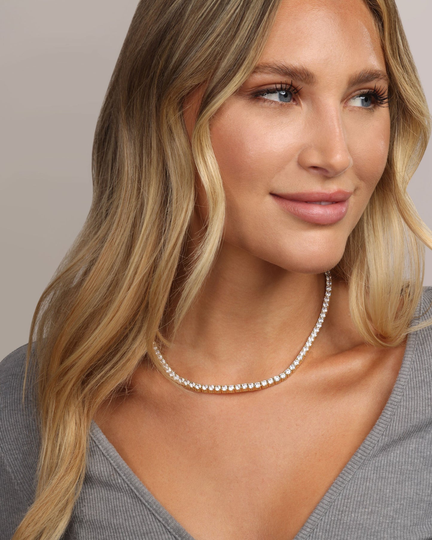 Grand Heiress Tennis Necklace 4mm - Gold|White Diamondettes