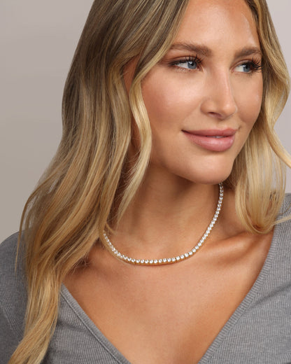 Grand Heiress Tennis Necklace 4mm - Gold|White Diamondettes