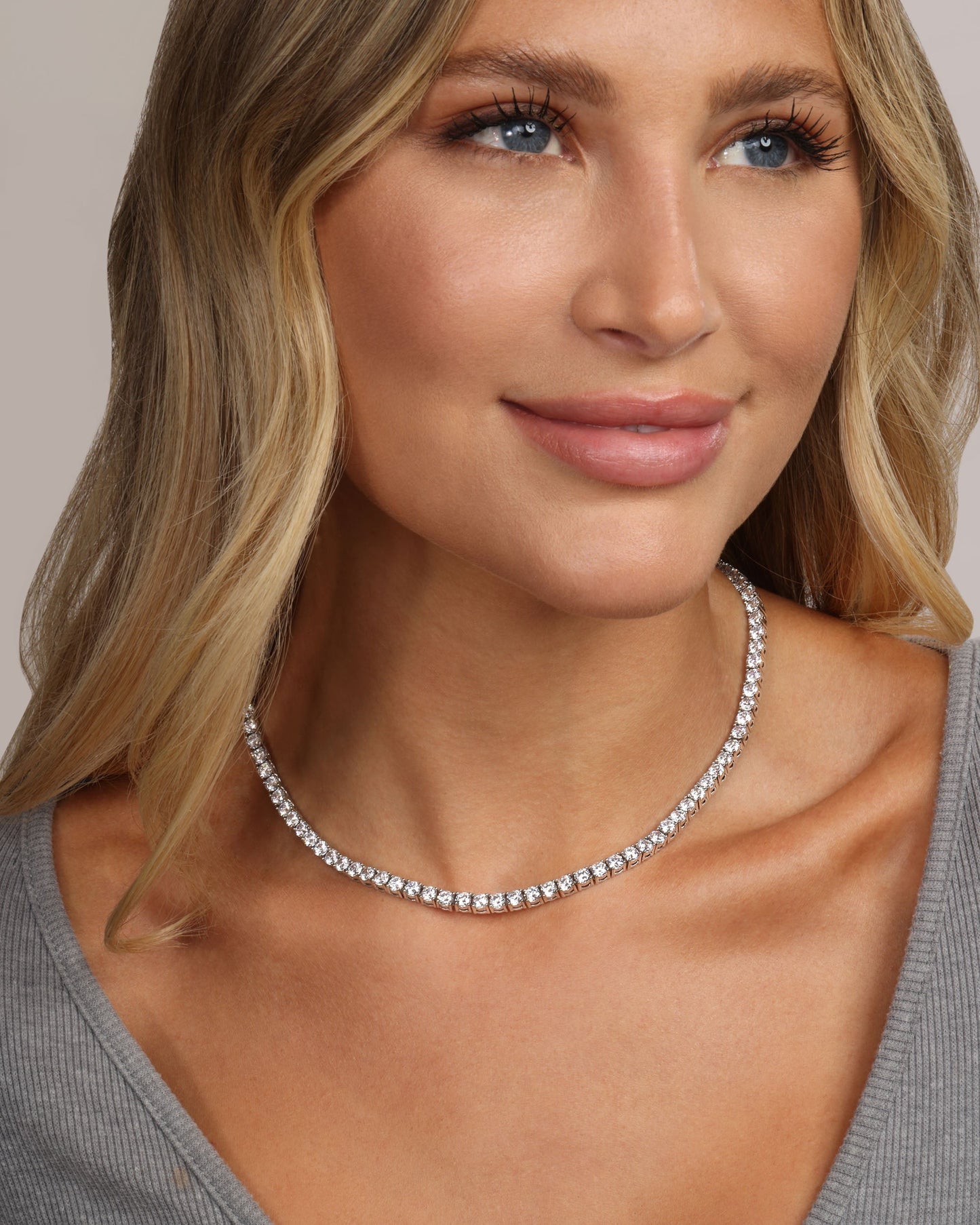 Grand Heiress Tennis Necklace 4mm - Silver|White Diamondettes