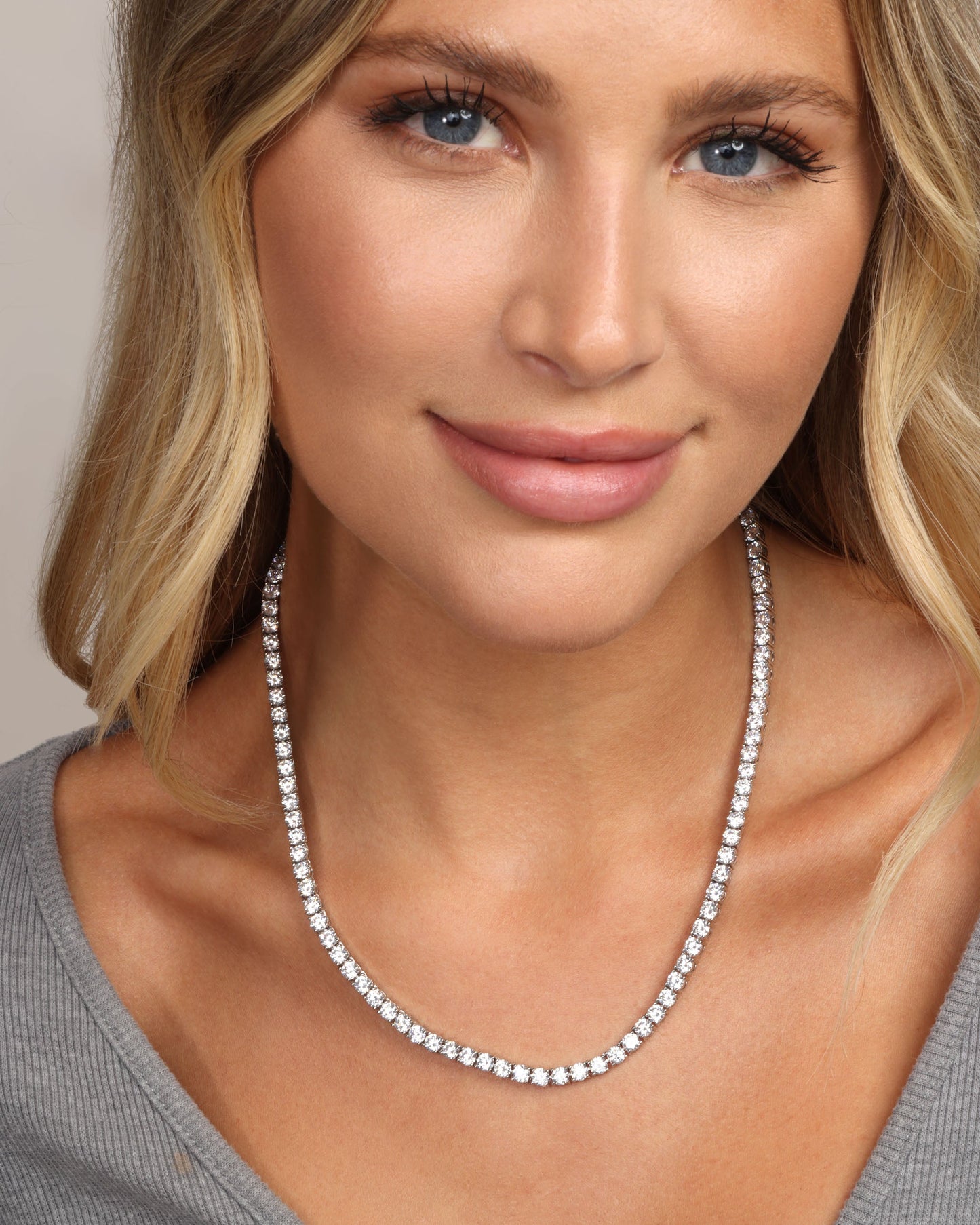 Grand Heiress Tennis Necklace 4mm - Silver|White Diamondettes