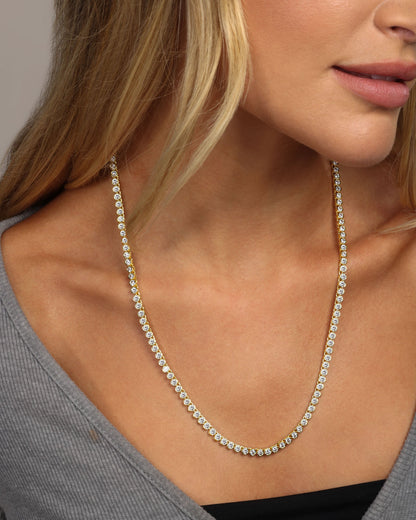 Baroness Tennis Necklace 3mm - Gold|White Diamondettes