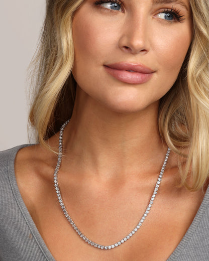 Baroness Tennis Necklace 3mm - Silver|White Diamondettes