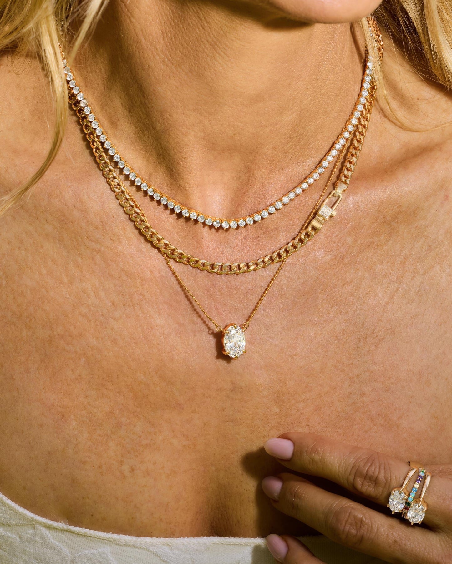 She's on Point Necklace - Gold|White Diamondettes