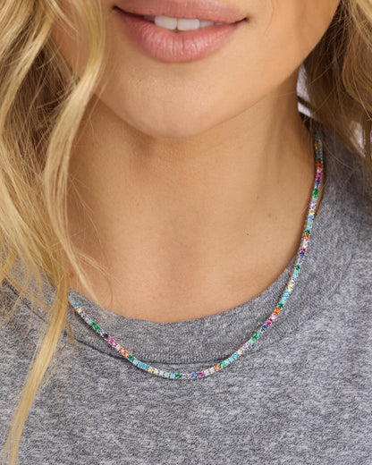 Heiress Tennis Necklace 2mm - Silver|Multi Stone