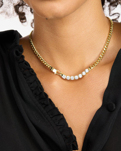 Julian Loves Diamonds Necklace 5mm - Gold|White Diamondettes