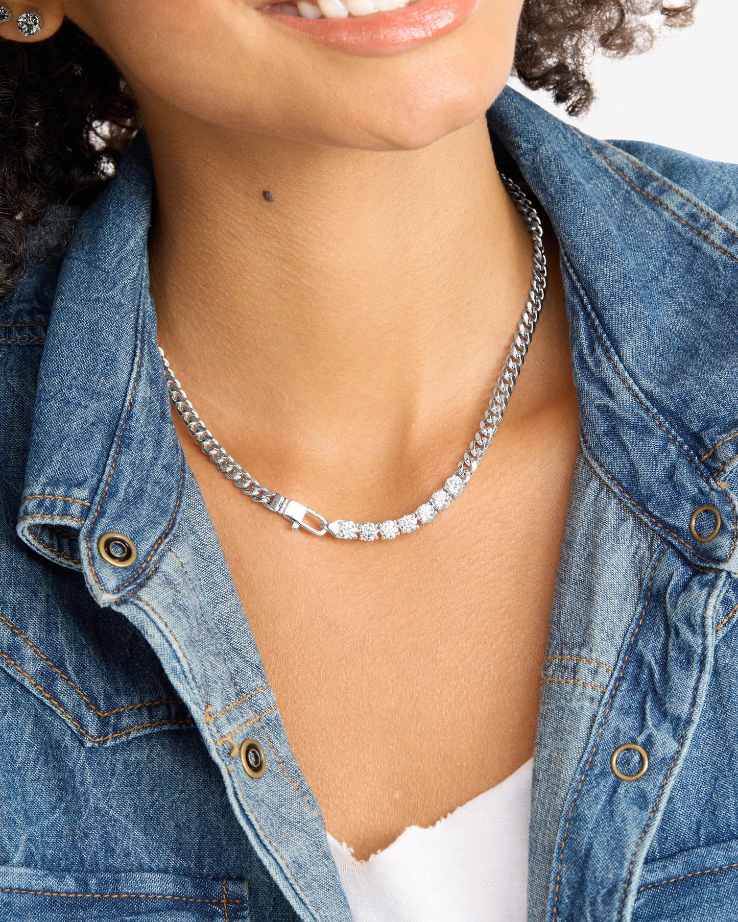 Julian Loves Diamonds Necklace 5mm - Silver|White Diamondettes
