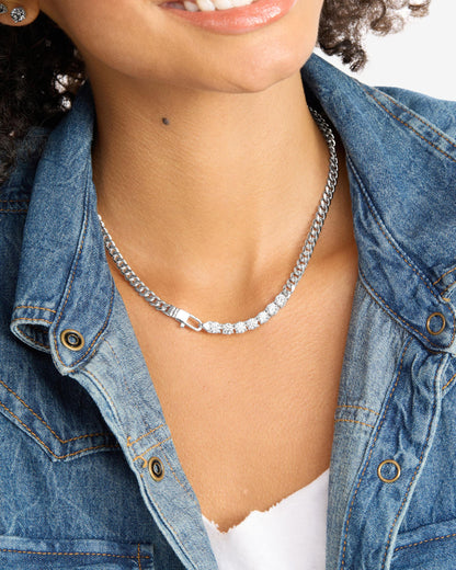 Julian Loves Diamonds Necklace 5mm - Silver|White Diamondettes