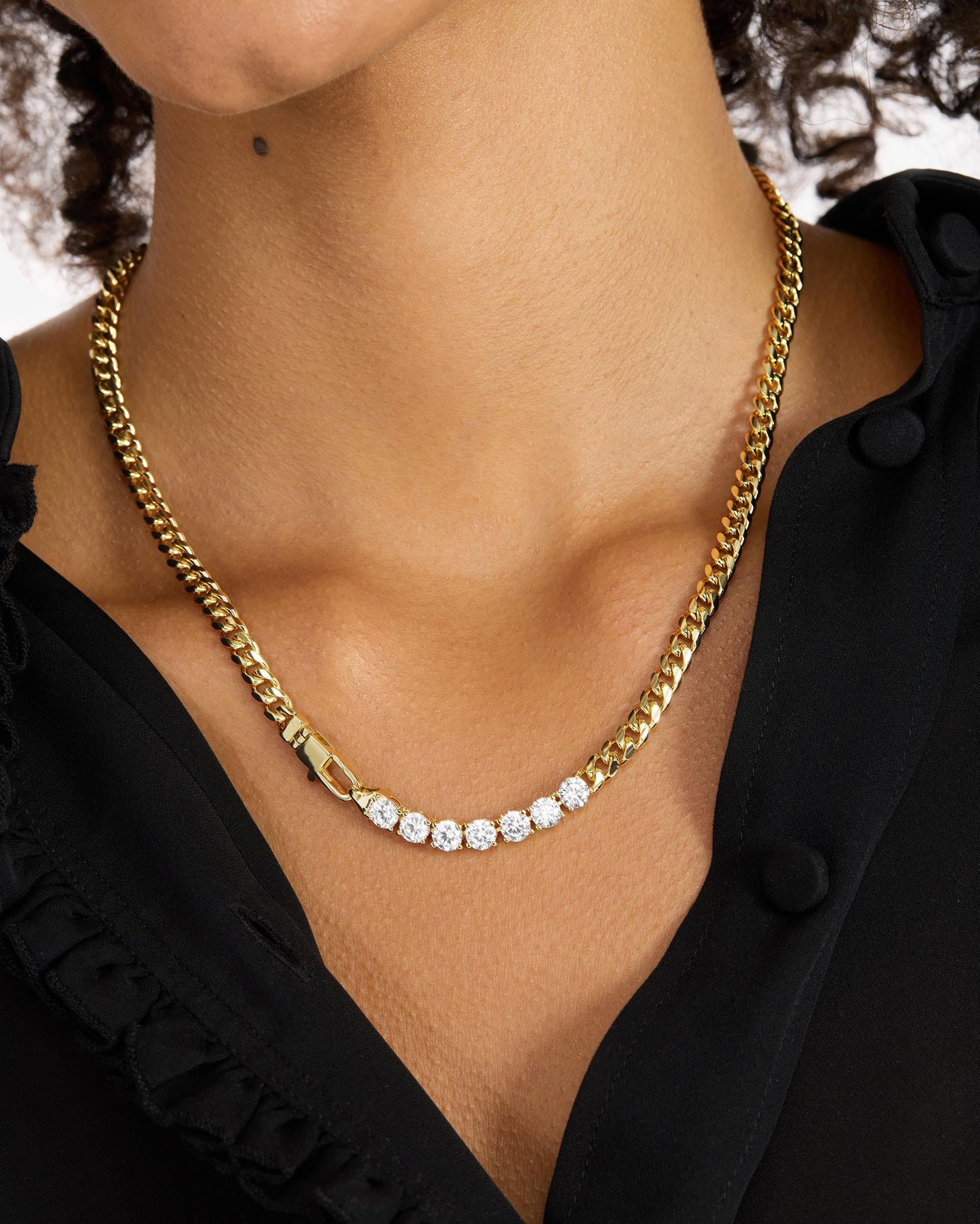 Julian Loves Diamonds Necklace 5mm - Gold|White Diamondettes