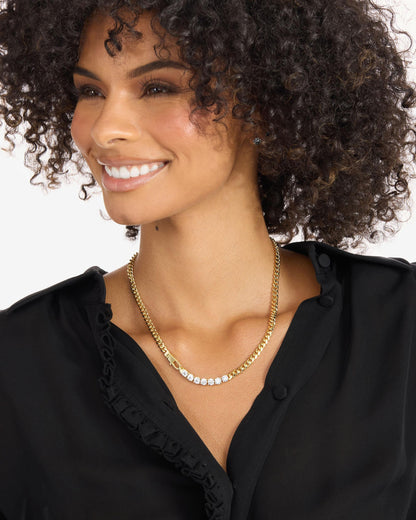 Julian Loves Diamonds Necklace 5mm - Gold|White Diamondettes