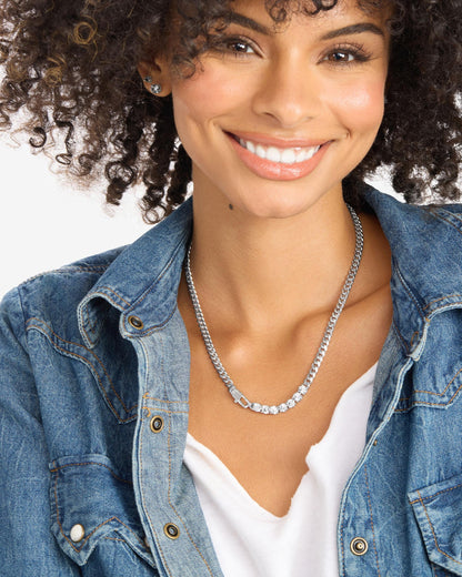 Julian Loves Diamonds Necklace 5mm - Silver|White Diamondettes