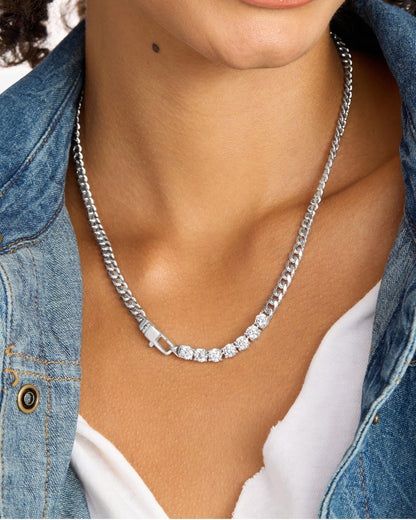 Julian Loves Diamonds Necklace 5mm - Silver|White Diamondettes