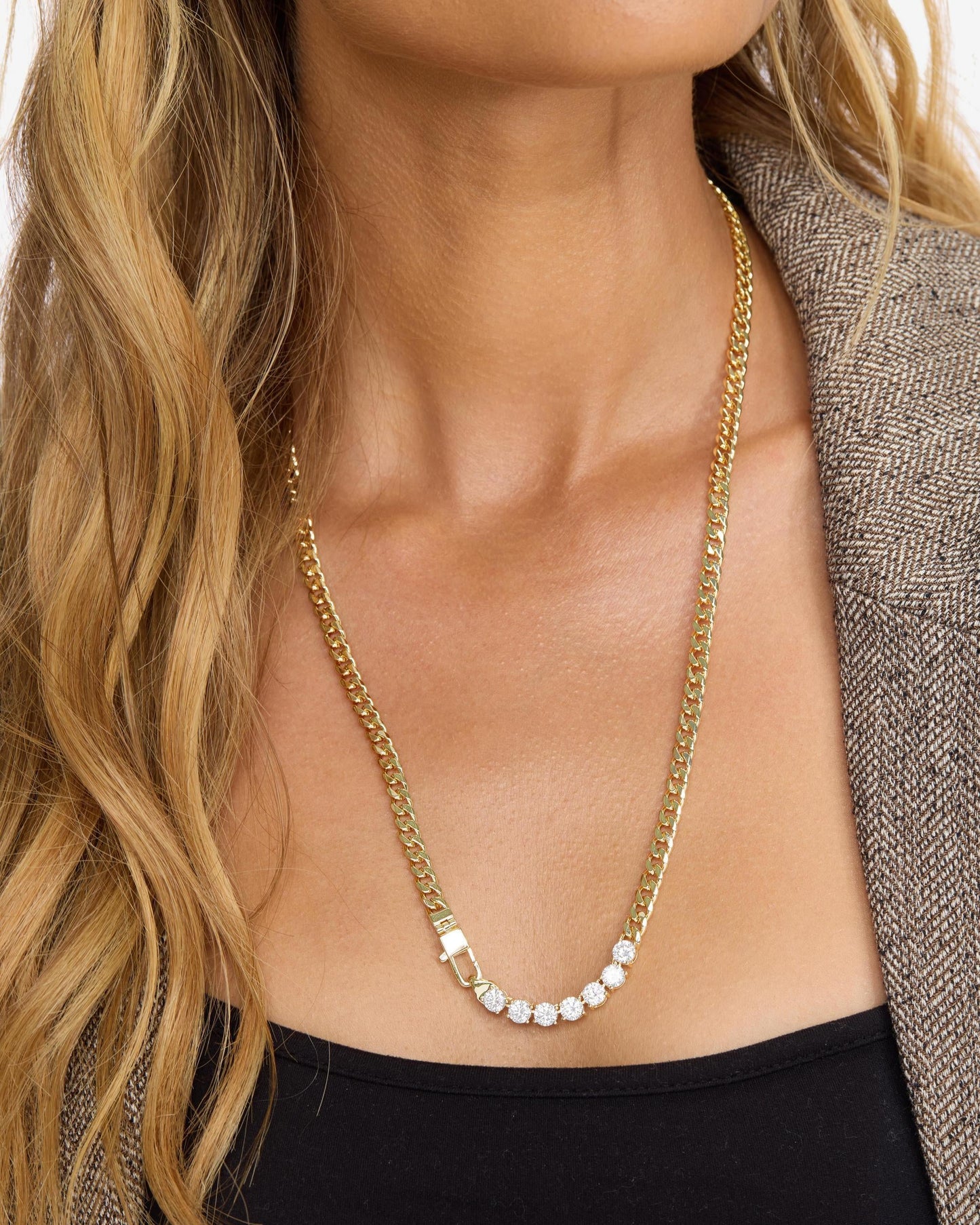 Julian Loves Diamonds Necklace 5mm - Gold|White Diamondettes