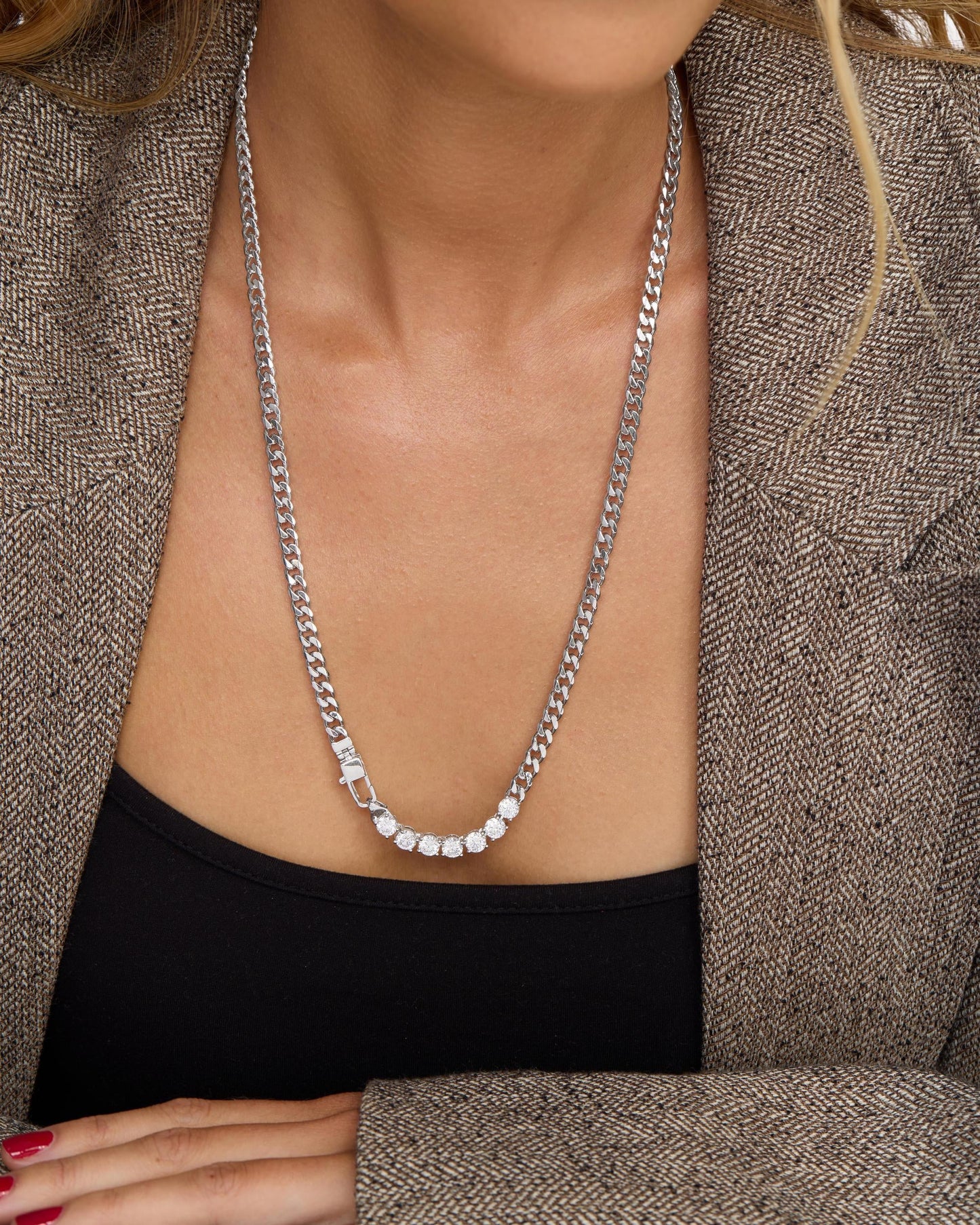 Julian Loves Diamonds Necklace 5mm - Silver|White Diamondettes