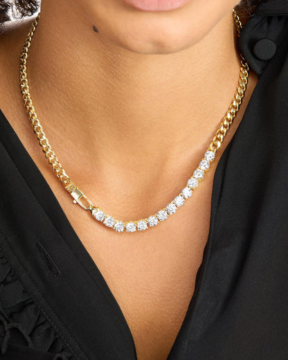Julian REALLY Loves Diamonds Necklace 5mm- Gold|White Diamondettes