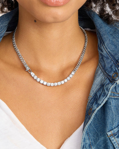 Julian REALLY Loves Diamonds Necklace 5mm - Silver|White Diamondettes