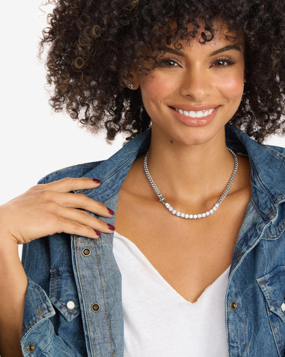 Julian REALLY Loves Diamonds Necklace 5mm - Silver|White Diamondettes