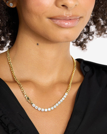 Julian REALLY Loves Diamonds Necklace 5mm- Gold|White Diamondettes