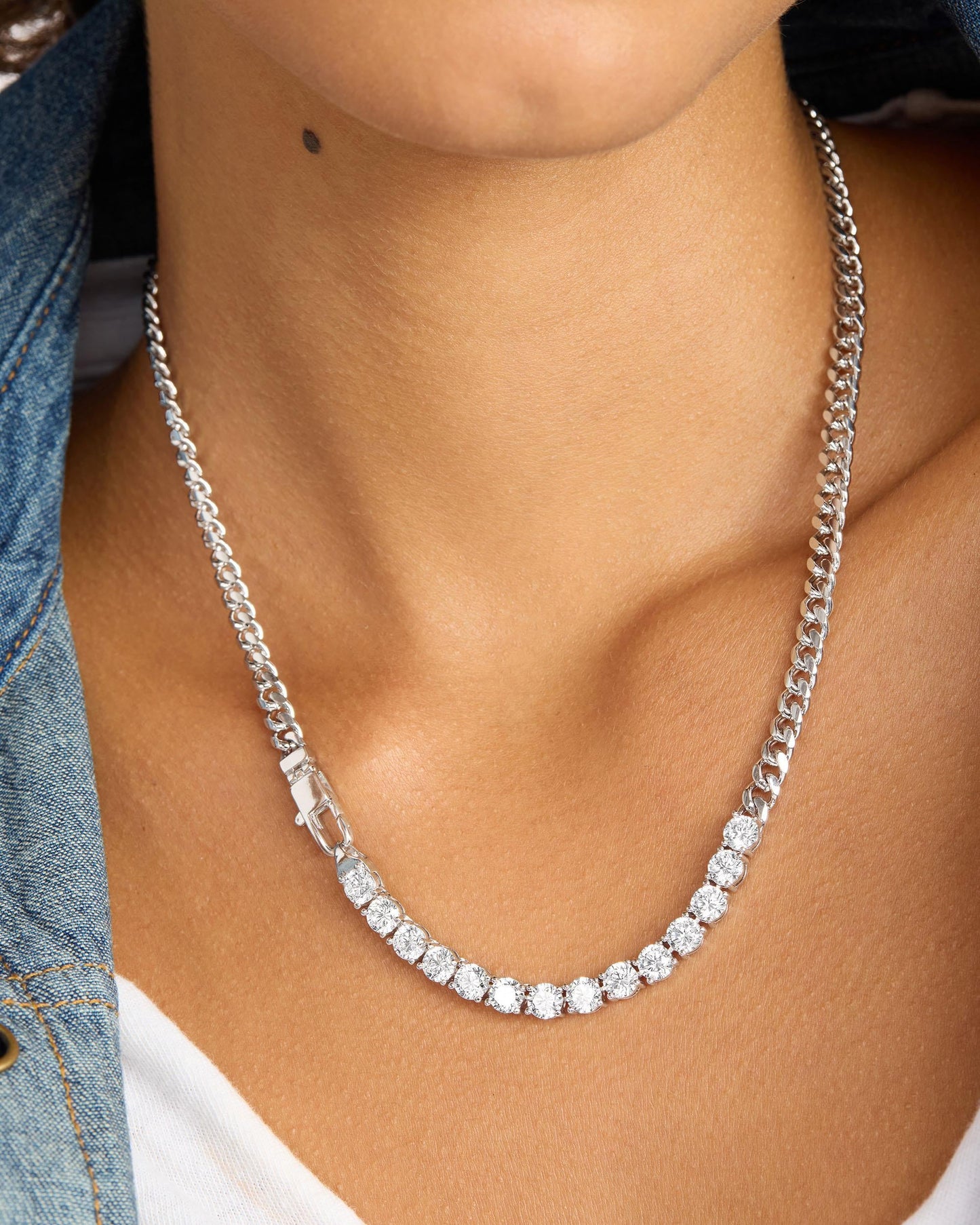 Julian REALLY Loves Diamonds Necklace 5mm - Silver|White Diamondettes