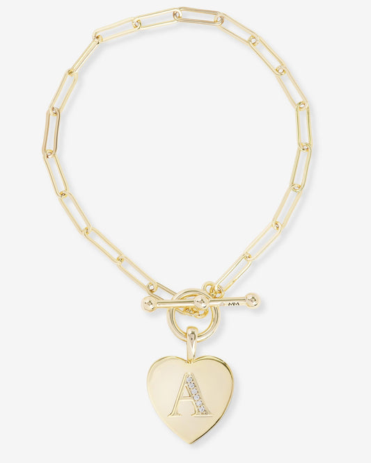Love Letters Charm Bracelet - Gold|White Diamondettes