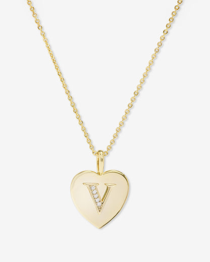 Love Letters Pendant Necklace - Gold|White Diamondettes