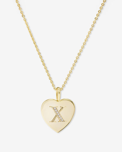 Love Letters Pendant Necklace - Gold|White Diamondettes