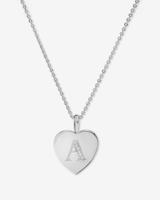 Love Letters Pendant Necklace - Silver|White Diamondettes