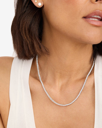 Not Your Basic Tennis Necklace 2mm - Silver|White Diamondettes