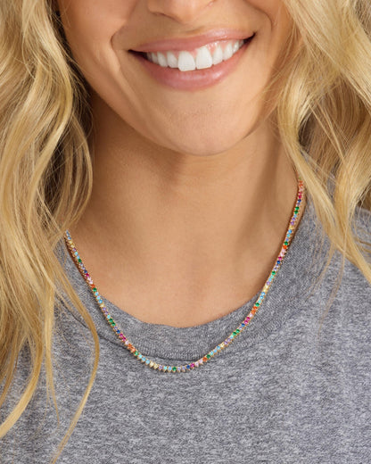 Not Your Basic Tennis Necklace 2mm - Gold|Multi Stone