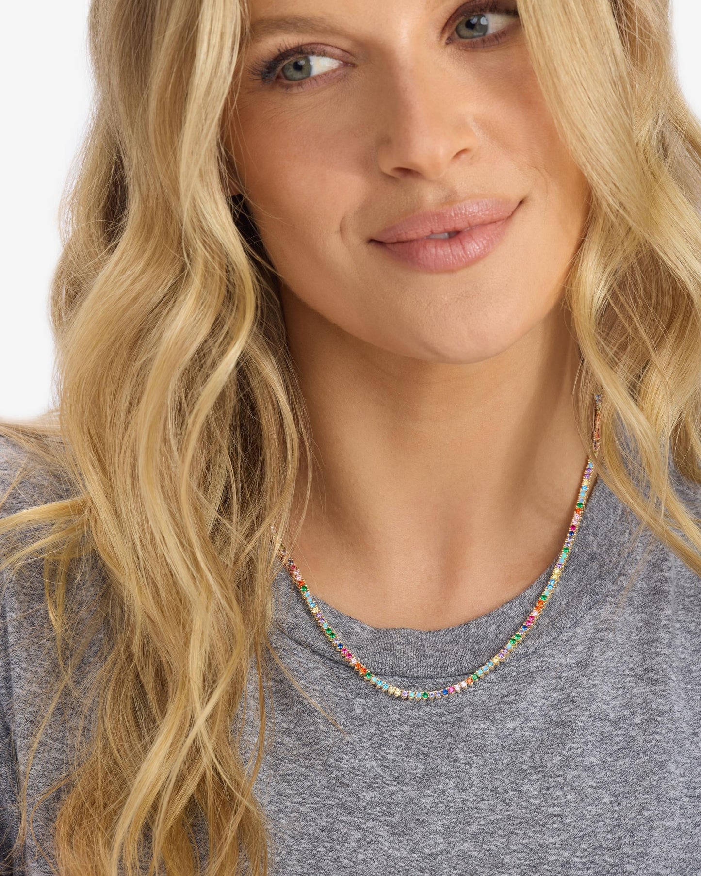 Not Your Basic Tennis Necklace 2mm - Gold|Multi Stone