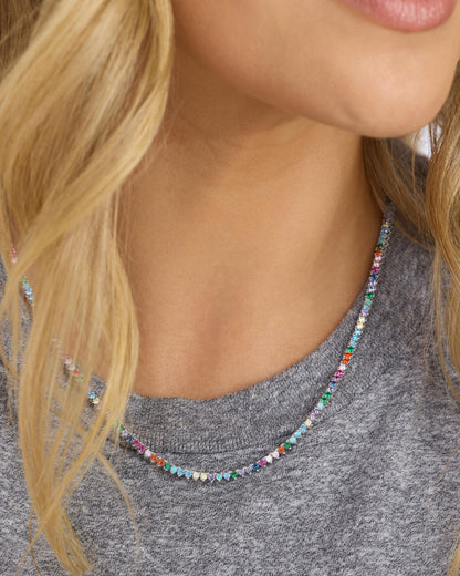 Not Your Basic Tennis Necklace 2mm - Silver|Multi Stone