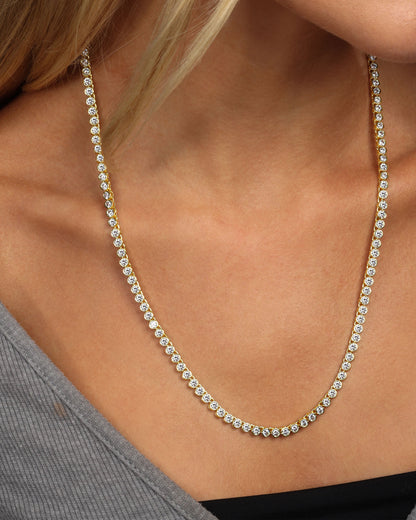 Baroness Tennis Necklace 3mm - Gold|White Diamondettes