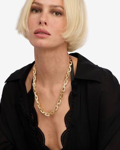 Frankie Pavé Chain Necklace 10mm - Gold|White Diamondettes