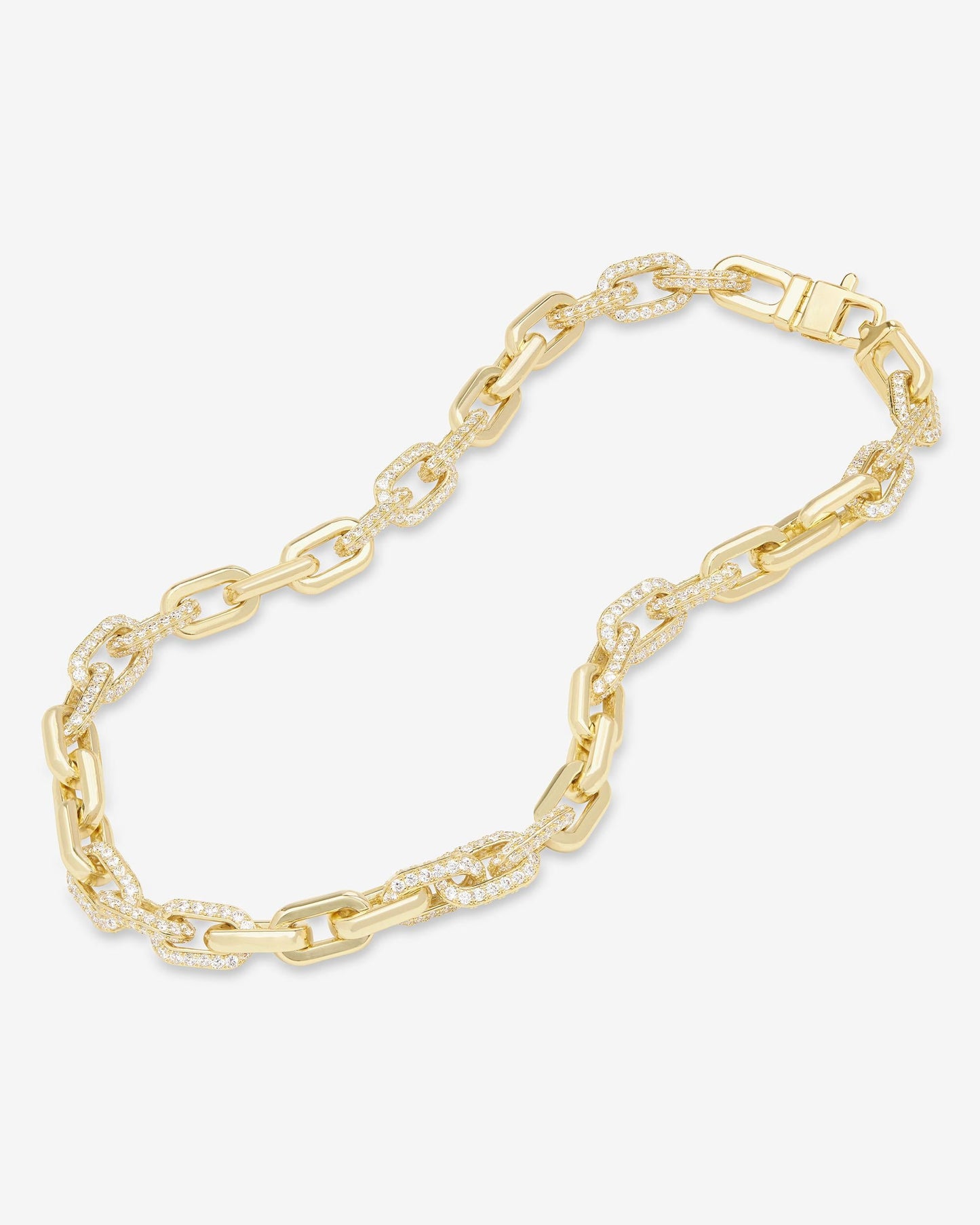 Frankie Pavé Chain Necklace 10mm - Gold|White Diamondettes