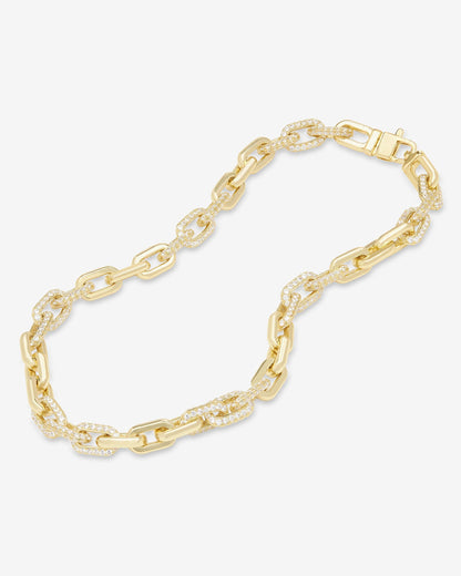 Frankie Pavé Chain Necklace 10mm - Gold|White Diamondettes