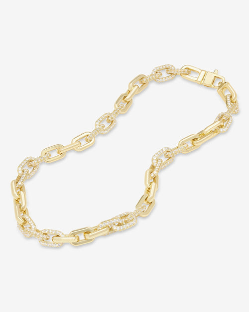 Frankie Pavé Chain Necklace 10mm - Gold|White Diamondettes