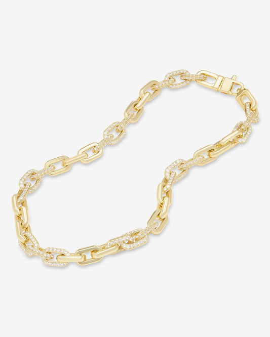 Frankie Pavé Chain Necklace 10mm - Gold|White Diamondettes