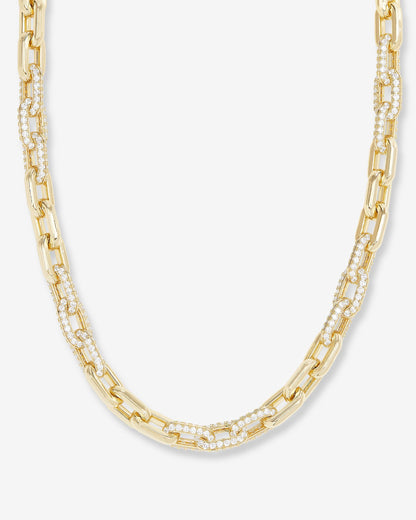 Frankie Pavé Chain Necklace 10mm - Gold|White Diamondettes