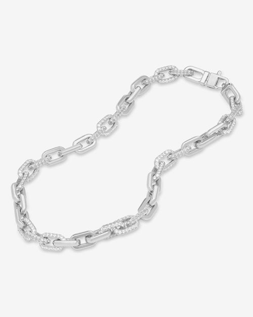 Frankie Pavé Chain Necklace 10mm - Silver|White Diamondettes