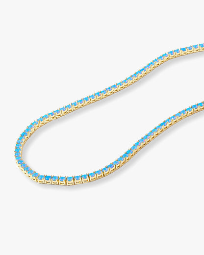 Grand Heiress Tennis Necklace 4mm - Gold|Blue Opal