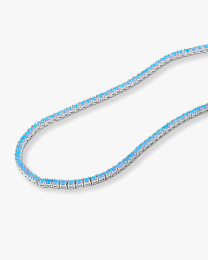 Grand Heiress Tennis Necklace 4mm - Silver|Blue Opal