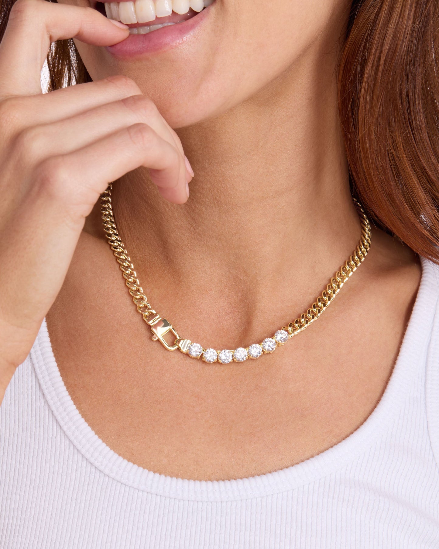 Julian Loves Diamonds Necklace 6.8mm - Gold|White Diamondettes