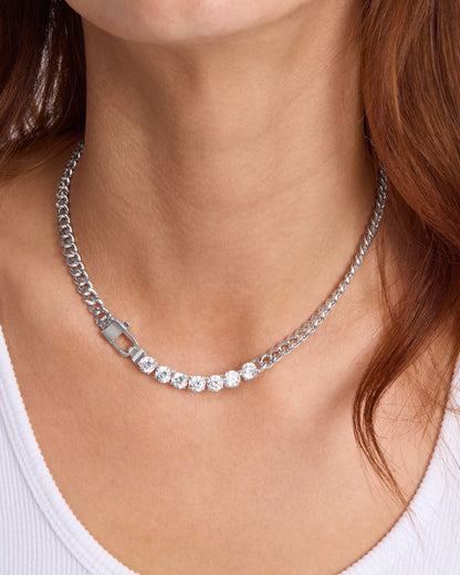 Julian Loves Diamonds Necklace 6.8mm - Silver|White Diamondettes