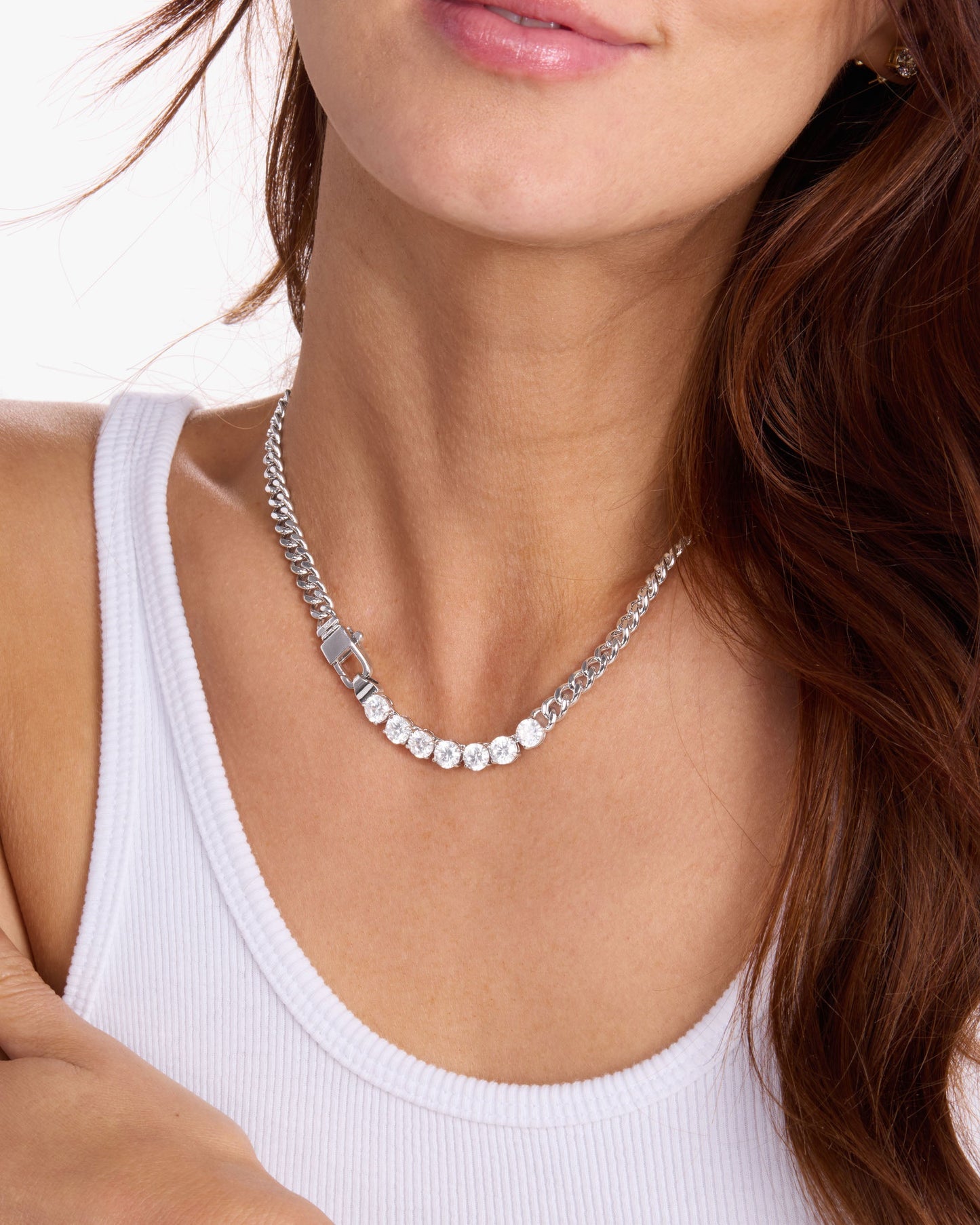 Julian Loves Diamonds Necklace 6.8mm - Silver|White Diamondettes