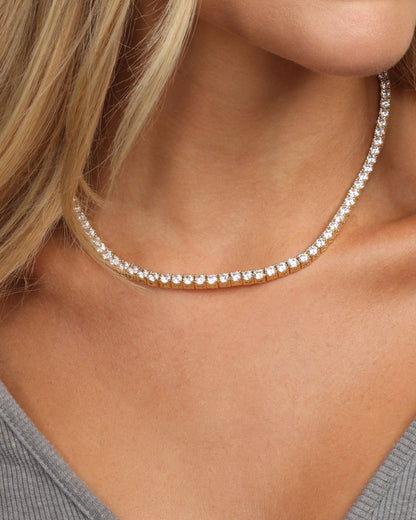 Grand Heiress Tennis Necklace 4mm - Gold|White Diamondettes