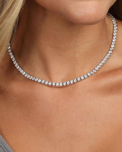 Grand Heiress Tennis Necklace 4mm - Silver|White Diamondettes