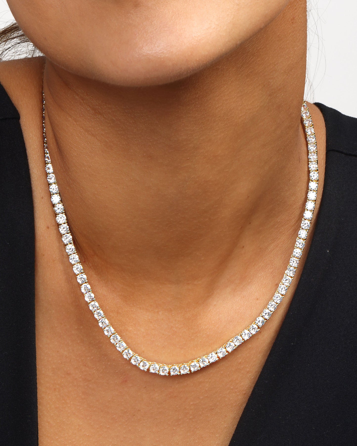 Grand Heiress Tennis Necklace 4mm - Gold|White Diamondettes