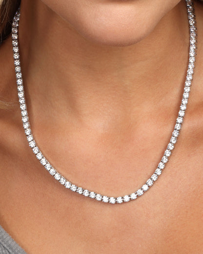 Grand Heiress Tennis Necklace 4mm - Silver|White Diamondettes